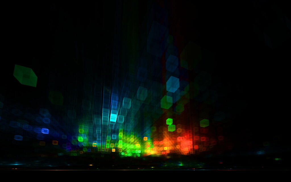 Kaleidoscope of Multicolored Cubes in a Glaring Dark Blur: Mesmerizing 5K Wallpaper Background