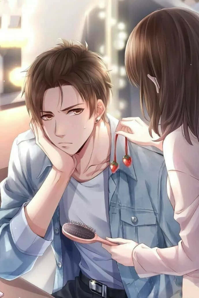 Eternal Love: An Anime Couple's Affectionate Embrace and Shared Dream Wallpaper