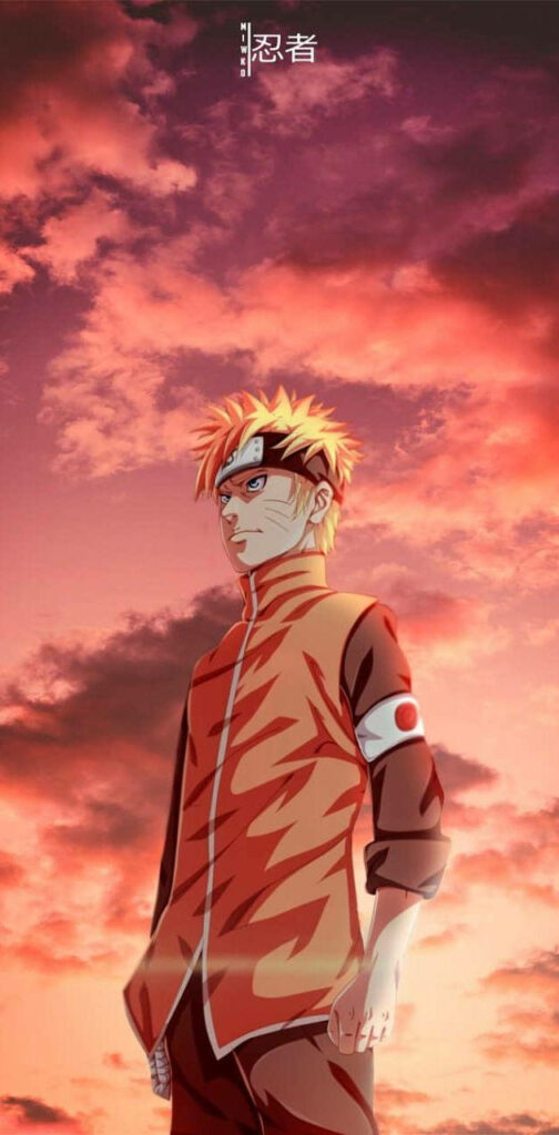 Dusk's Desolation: Melancholic Naruto Wallpaper Depicting the Determination in His Gaze Against a Sunset Horizon