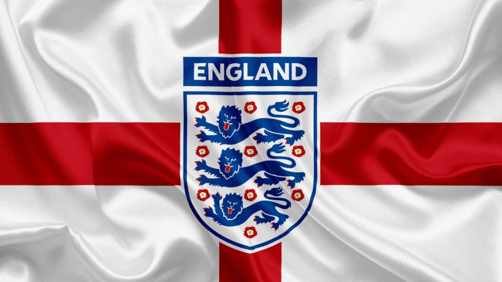 England football team crest on textured St Georges Cross flag patriotic wallpaper background