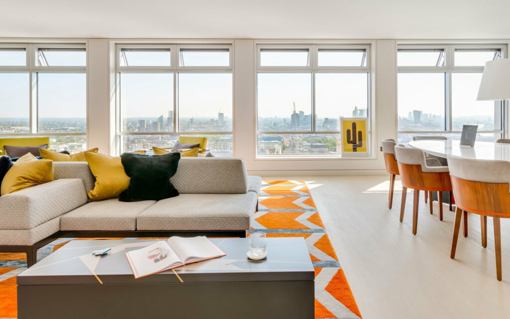 Sophisticated English Modern Office and Dining Room: A Stunning and Stylish Interior Design Masterpiece Wallpaper