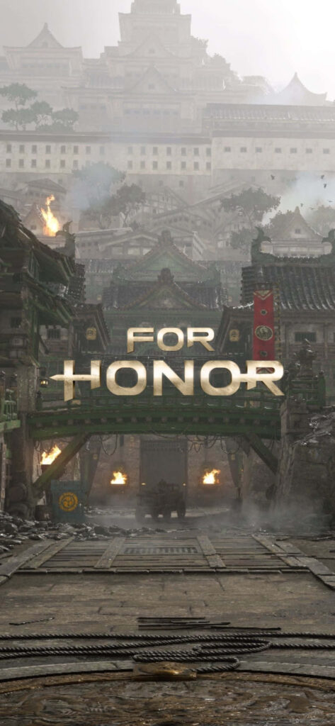 For Honor Vertical Wallpaper: Ancient Battlefield with Dramatic Sky and Traditional Gateway
