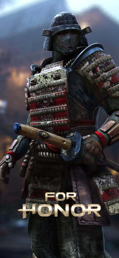 For Honor Samurai Warrior Digital Illustration in Traditional Armor on Battlefield Background Wallpaper