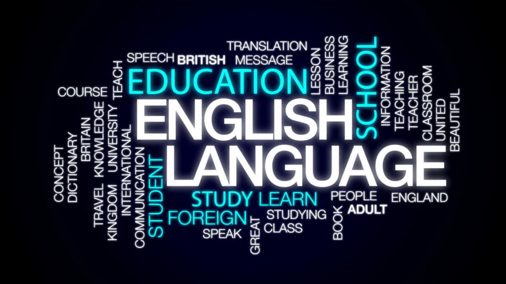 Enrich Your Vocabulary: Handwritten 'Learn English Language' Text on Wooden Sign Board as Wallpaper