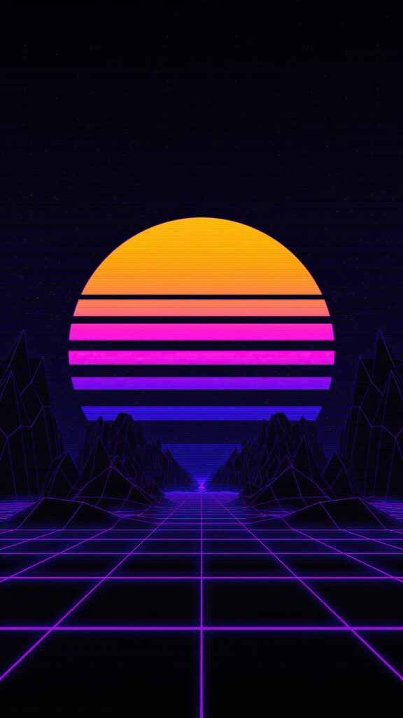 Retro-Futuristic Aura: Mesmerizing Neon Hues and Geometric Figures Illuminate Your Space Wallpaper