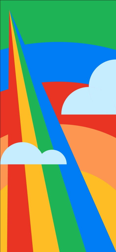 Abstract colorful vertical rays and soft clouds minimalist Google Pixel wallpaper background