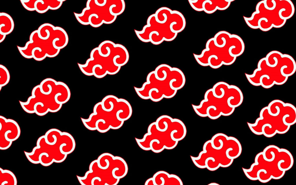 The Majestic Amegakure Symbol: Red Clouds Awaken on a Mysterious Night Wallpaper
