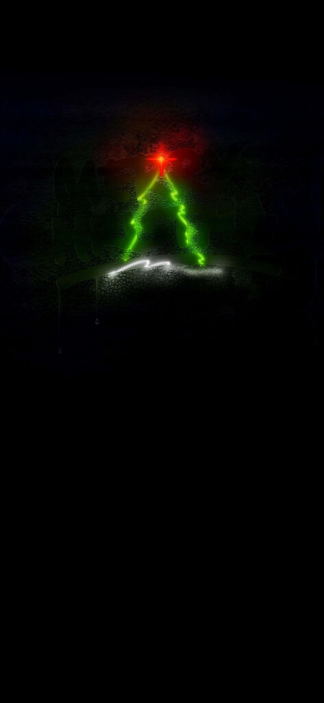 Enigmatic Dark Christmas Wallpaper with Glowing Green Tree