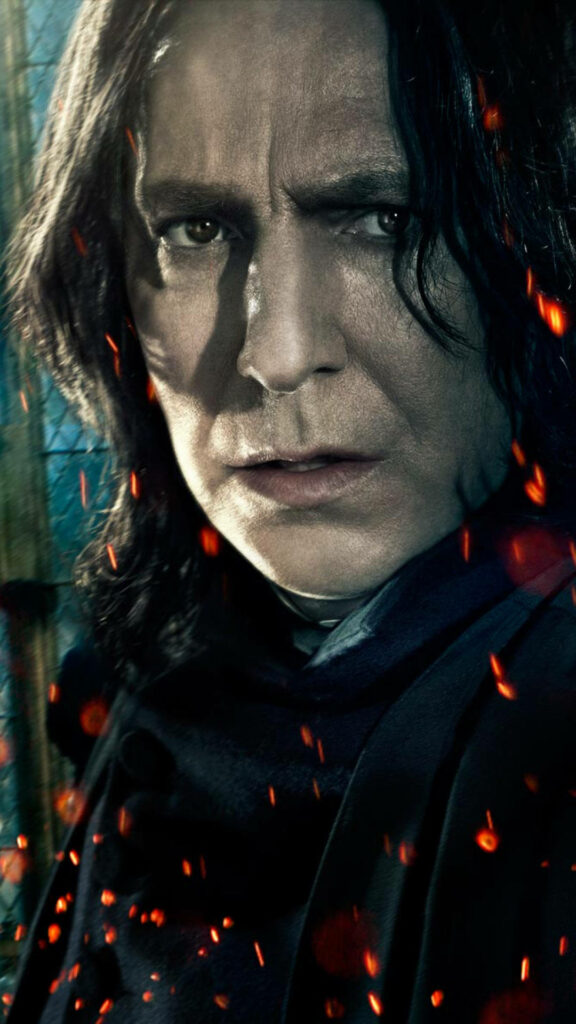 The Intense Gaze of Professor Snape: A Captivating Harry Potter iPhone Wallpaper