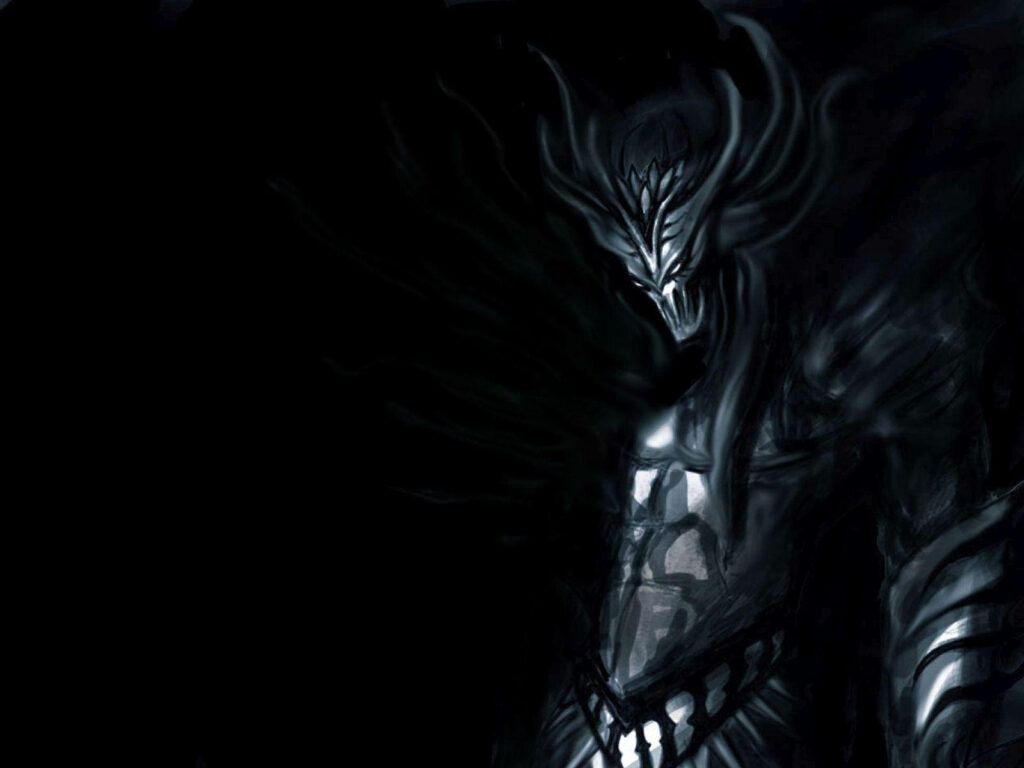 Metallic Marvel: The Sinister Sentinel Illuminated in Shadows Wallpaper