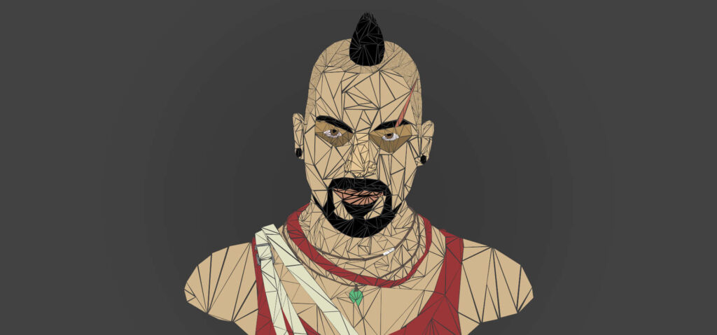 Geometric Masterpiece: Vaas, the Notorious Far Cry 3 Antagonist, Comes to Life in a Captivating Artistic Illustration Wallpaper