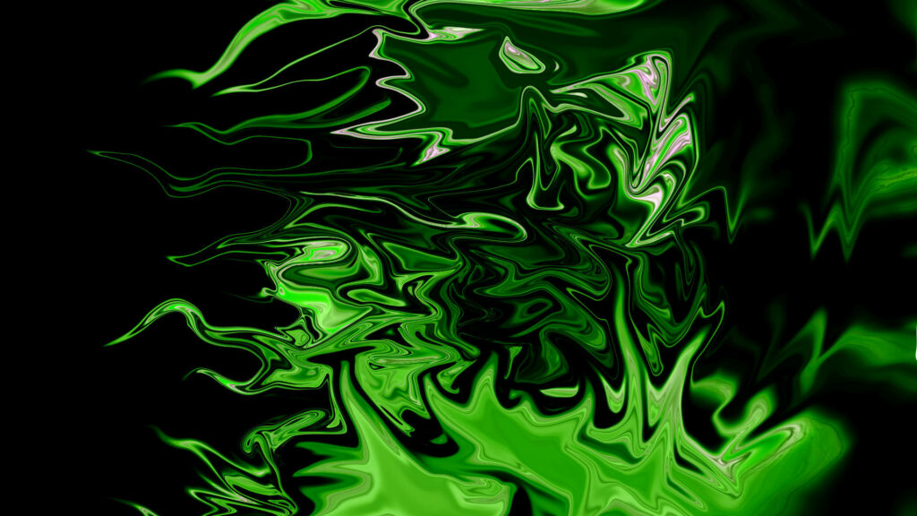Mystical Hemp Blaze: A Mesmerizing Green Inferno Casts an Abstract Silhouette Against a Dark Background Wallpaper