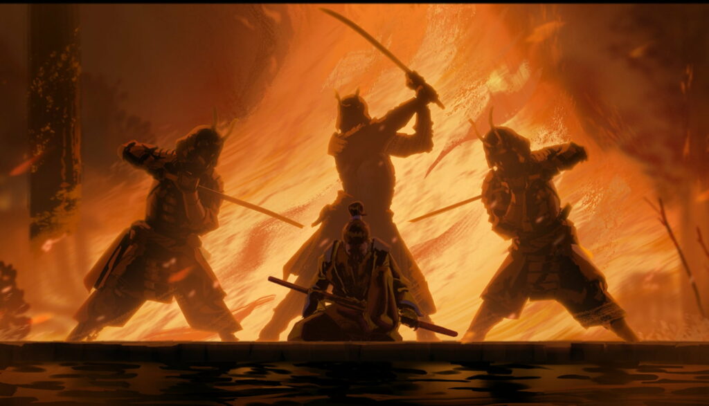 Warrior's Visions: A Majestic Samurai in an Enchanting Realm - HD Fantasy Wallpaper