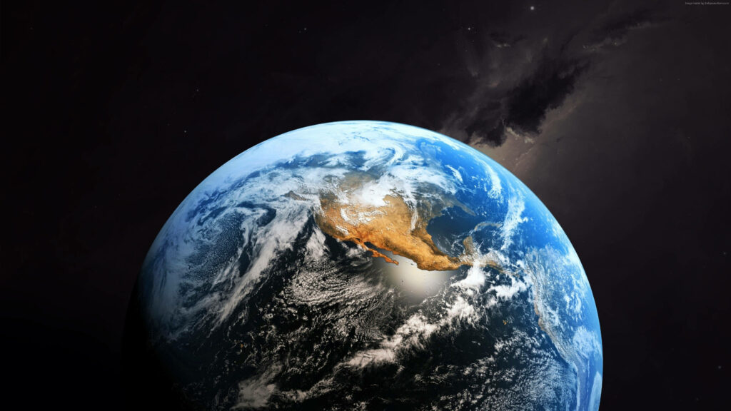 Cosmic Dreams: Captivating 4k Earth Planet Shrouded in Enigmatic Shadows - A mesmerizing starry backdrop for your screen Wallpaper