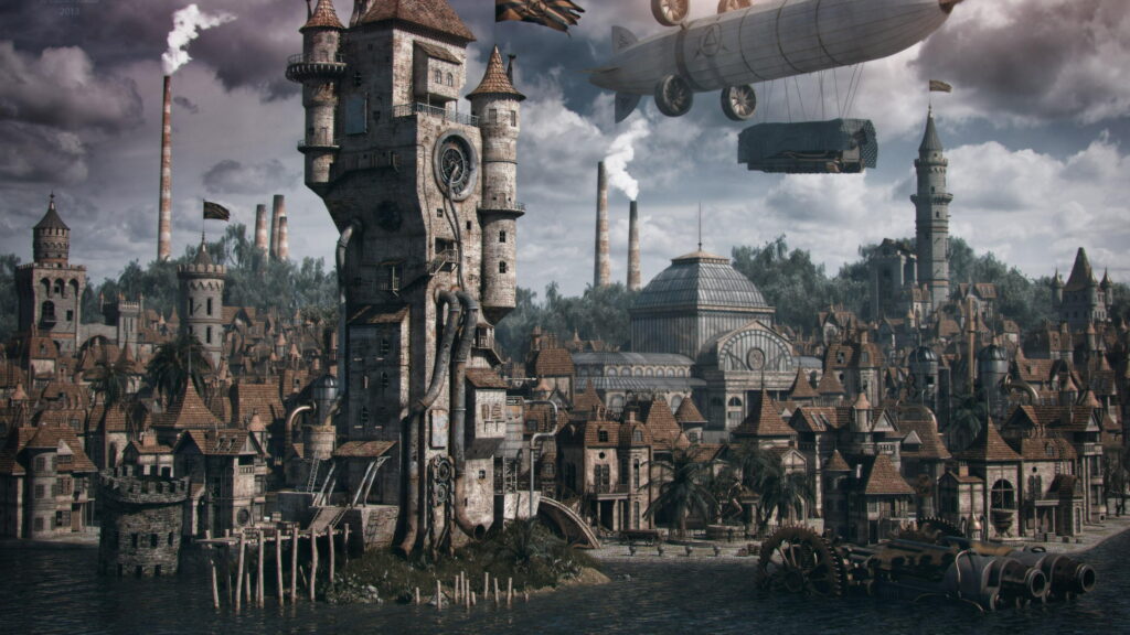 The Enigmatic Metropolis: A Steampunk Dreamscape in 4K Wallpaper