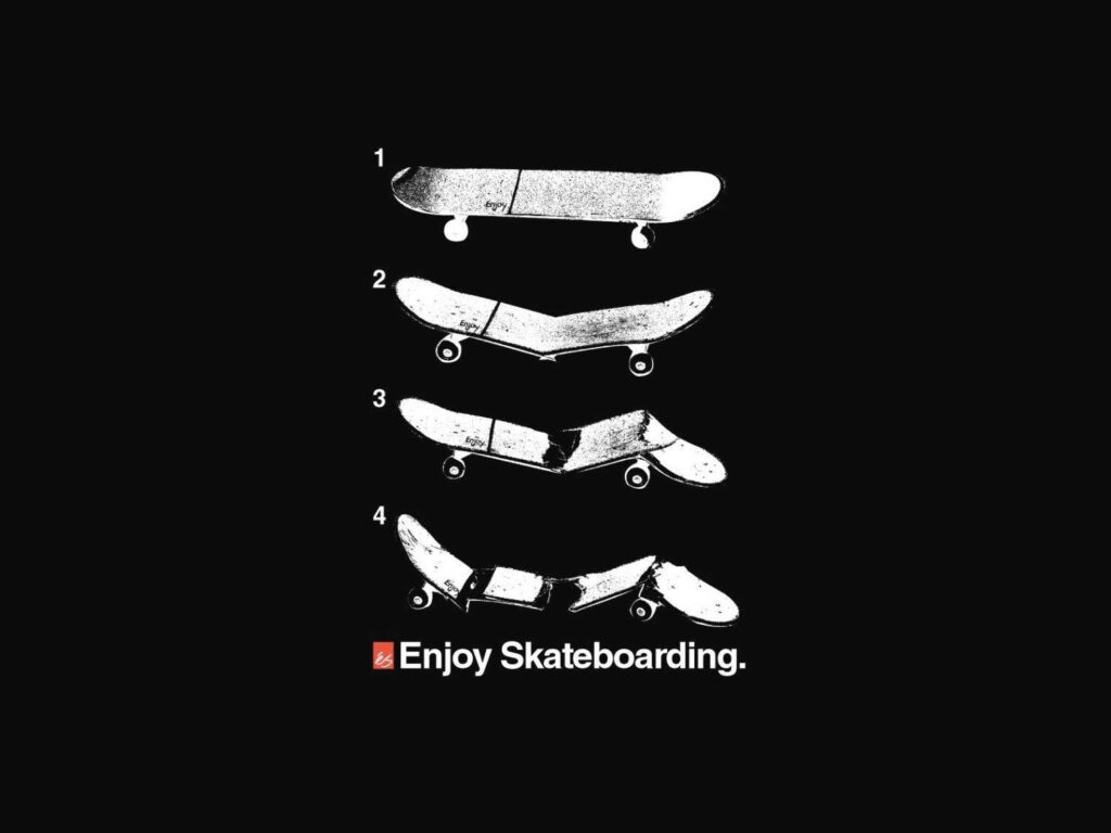 Enjoy Skateboarding: Damaged Skateboards iPhone Wallpaper on Black