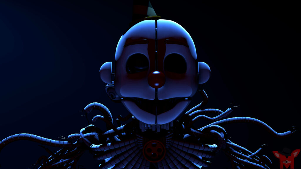 Nightmarish Ennard: The Sinister Clown lurking in the Shadows Wallpaper