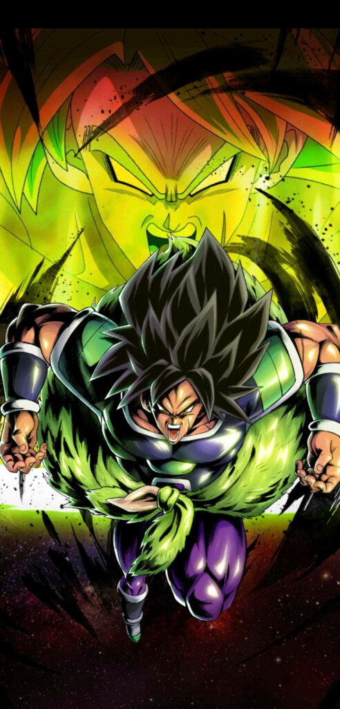 Enraged Broly in green black Frieza Force armor radiating energy vivid anime Dragon Ball wallpaper