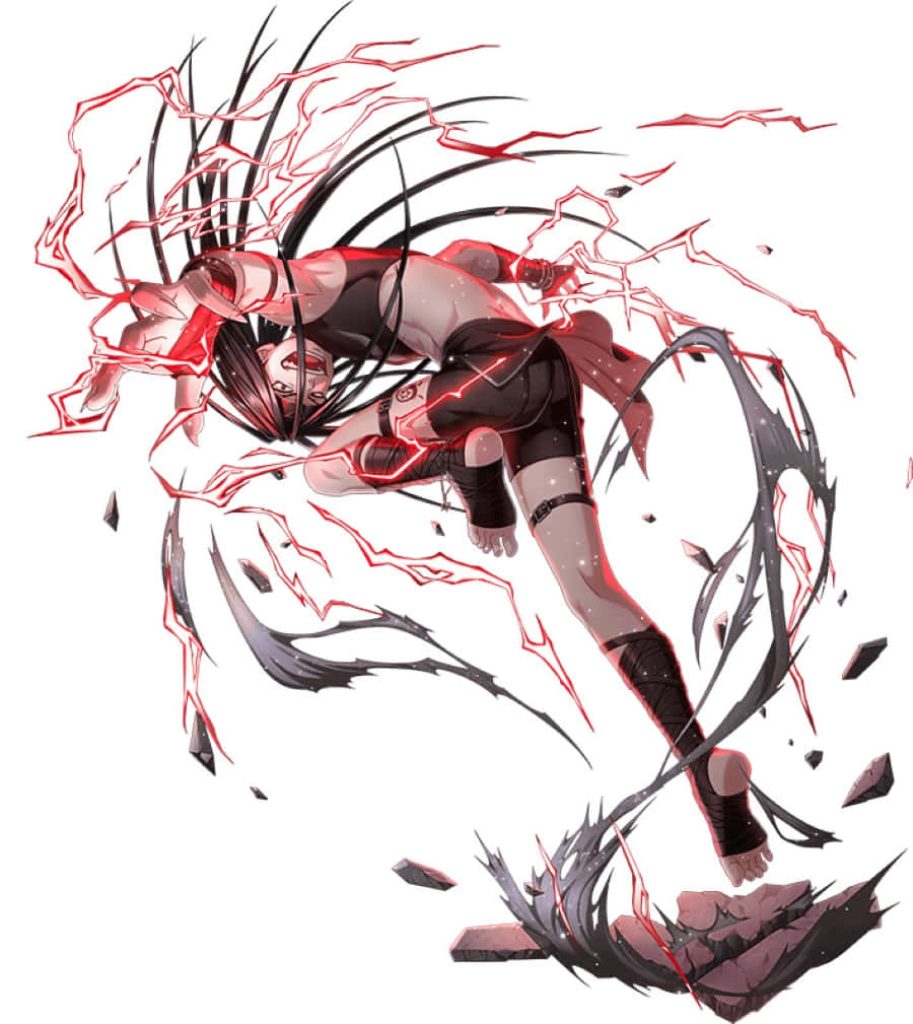 Envy from Fullmetal Alchemist mid-air with red lightning and floating debris anime wallpaper