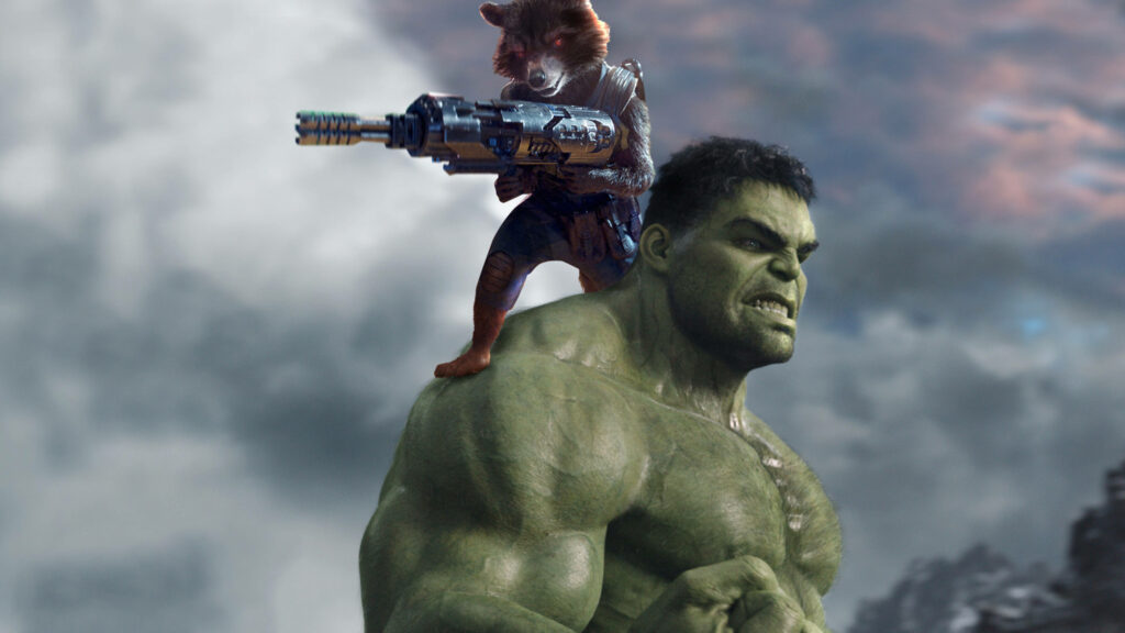 4K Wallpaper: Hulk & Rocket Raccoon in Epic Action Scene