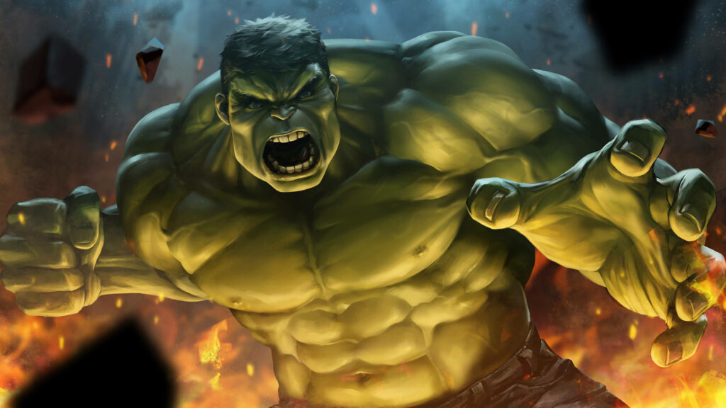Epic 4K Hulk Wallpaper: Intense Rage Amid Fiery Destruction