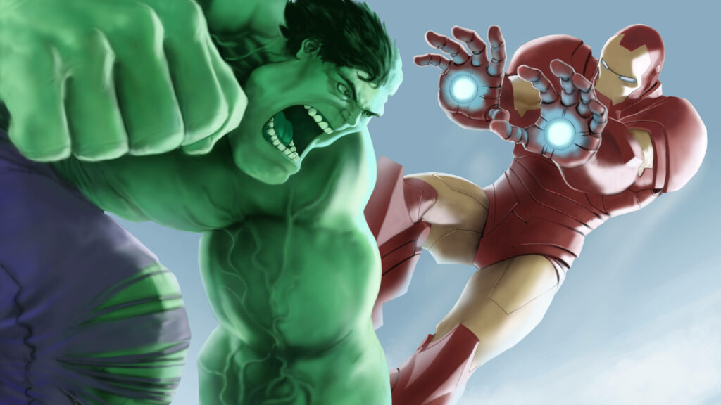 Epic Hulk vs Iron Man 4K Wallpaper - Intense Battle Scene Background