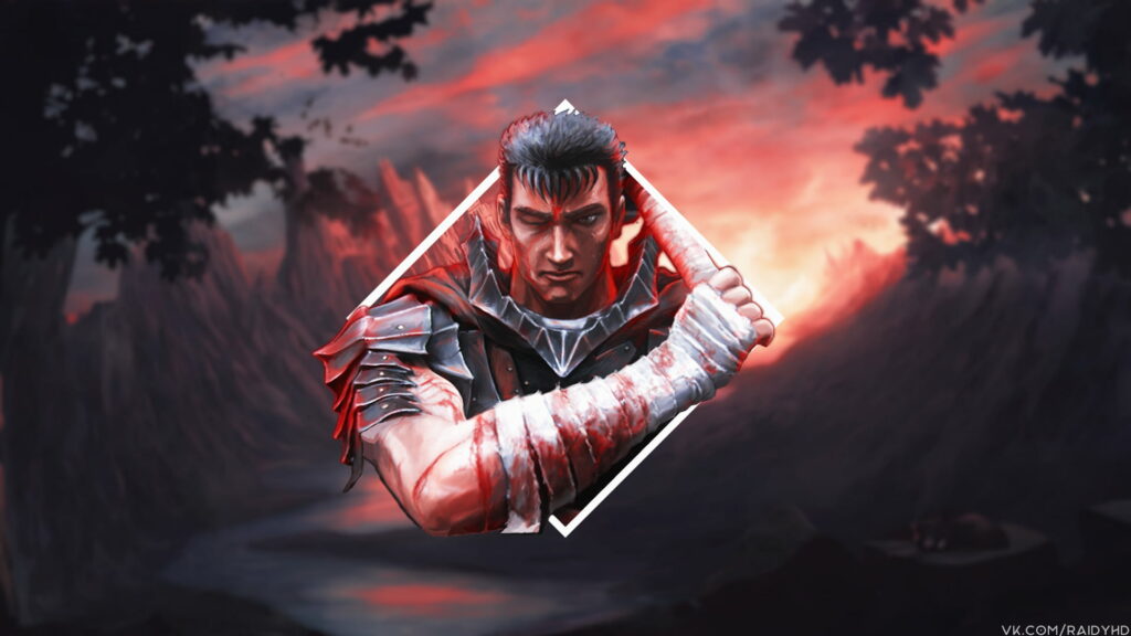 Aesthetic Anime Warrior: Guts Unleashed in High-Definition Wallpaper