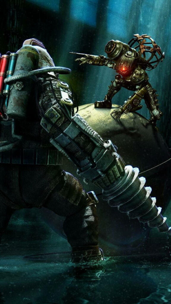 Epic Bioshock 2 Wallpaper: Underwater Action with Big Daddies