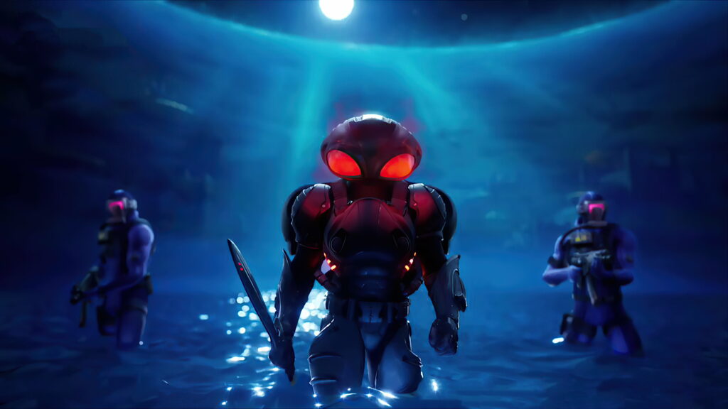 Immersive Gaming Experience: Epic Fortnite Battle Featuring Black Manta - Mesmerizing 4K Wallpaper