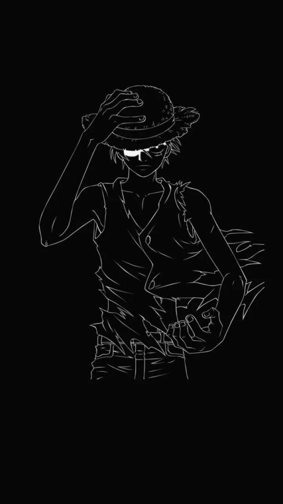 Bold Black & White Luffy Wallpaper: Minimalist Anime Art
