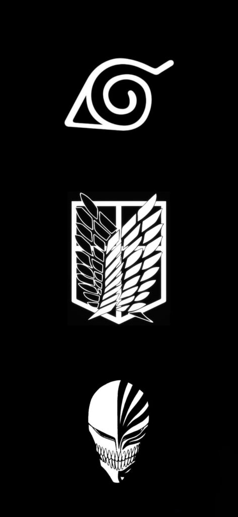 Anime Black & White Wallpaper: Naruto, Attack on Titan, Bleach Symbols