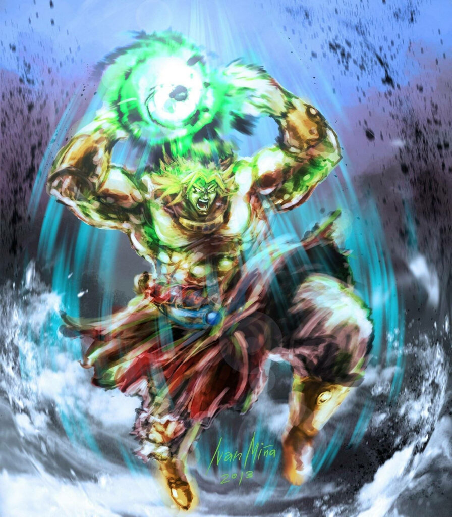 Epic Broly Eraser Cannon attack wallpaper vibrant green energy dynamic Dragon Ball anime background