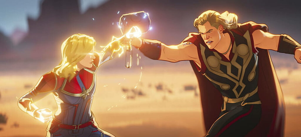 Epic Captain Marvel vs Thor Battle Wallpaper - Marvel's What If Series