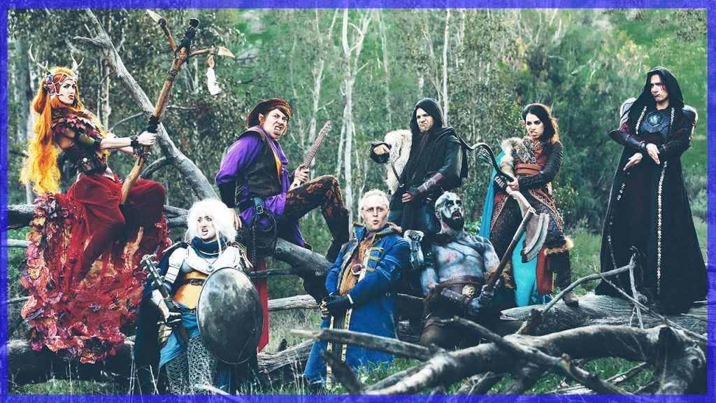 Critical Role Vox Machina cosplay in lush forest with detailed fantasy costumes and lighting Wallpaper