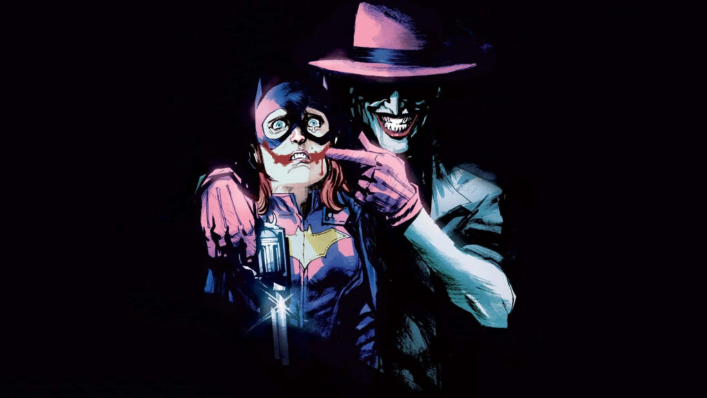 DC Wallpaper: Batgirl vs. Joker - Intense Comic Rivalry Background