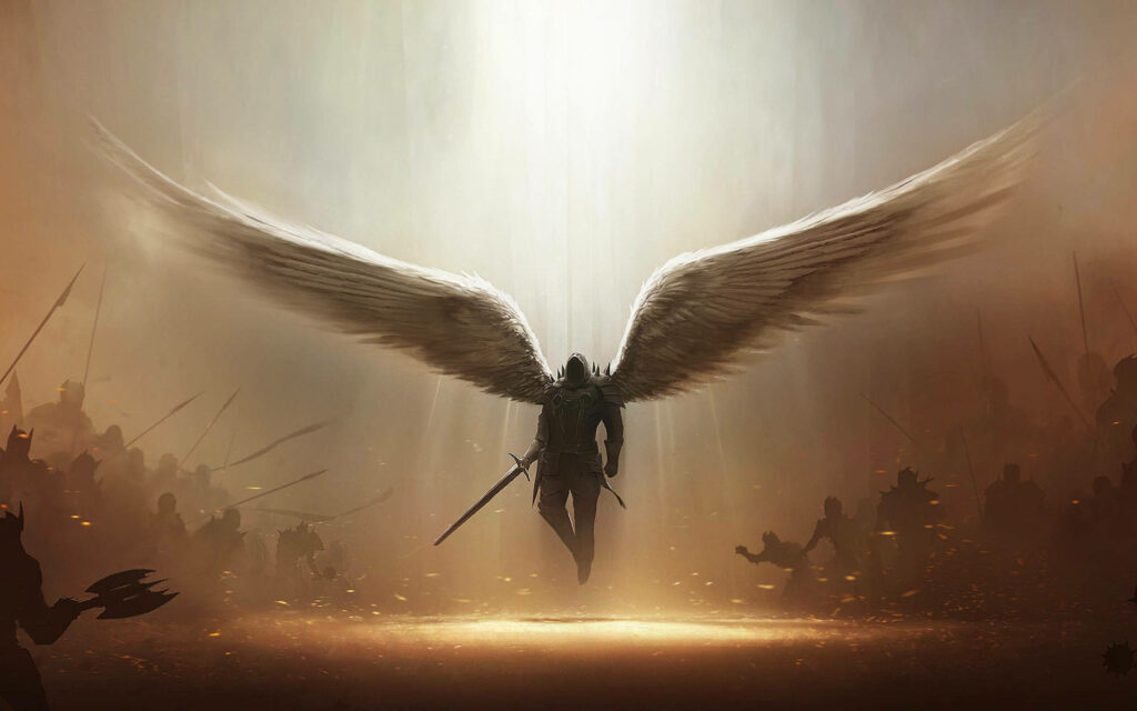 Epic Diablo III Wallpaper: Fallen Angel in Dramatic Battle Scene
