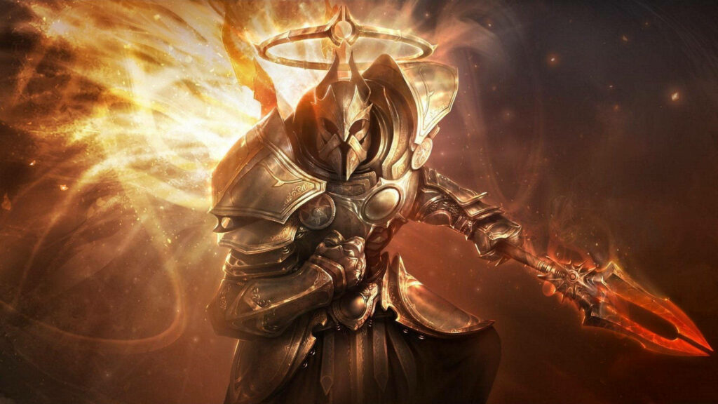 Fiery Warrior Wallpaper from Diablo III - Intense Armor & Energy