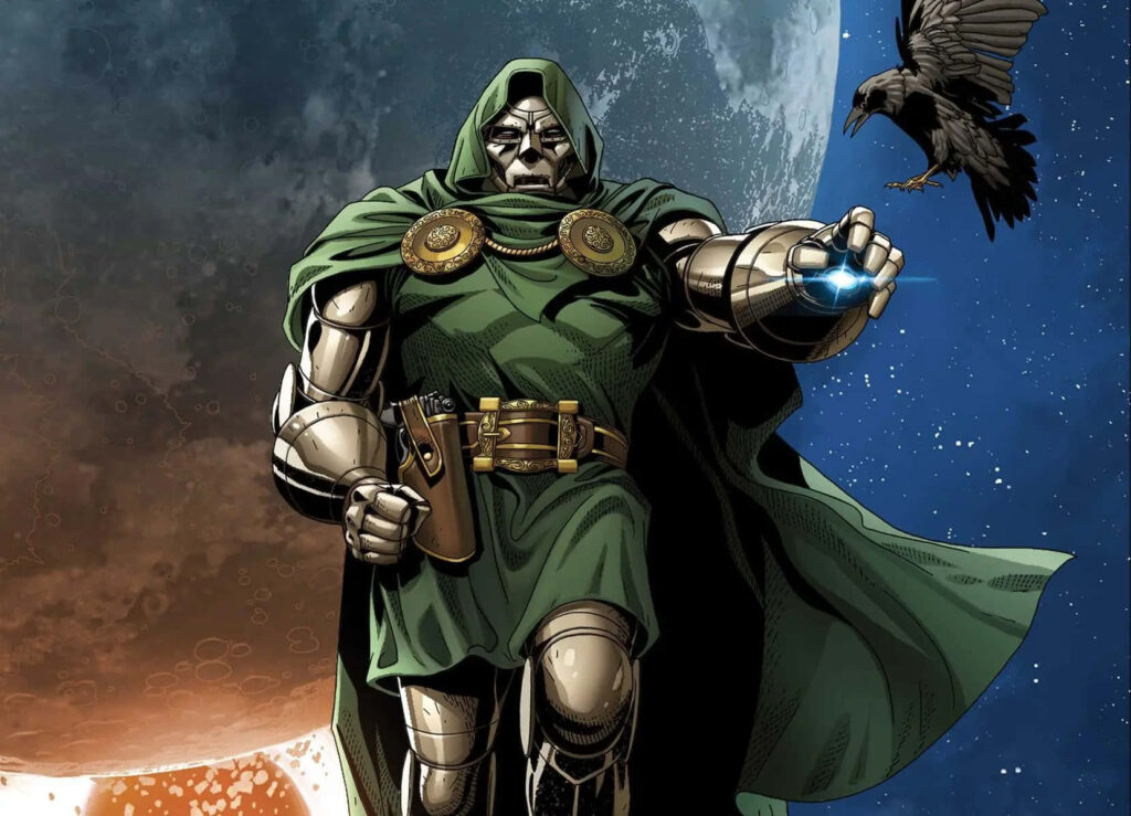 Epic Dr. Doom Wallpaper: Marvel’s Villain in Cloak & Cosmic Scene