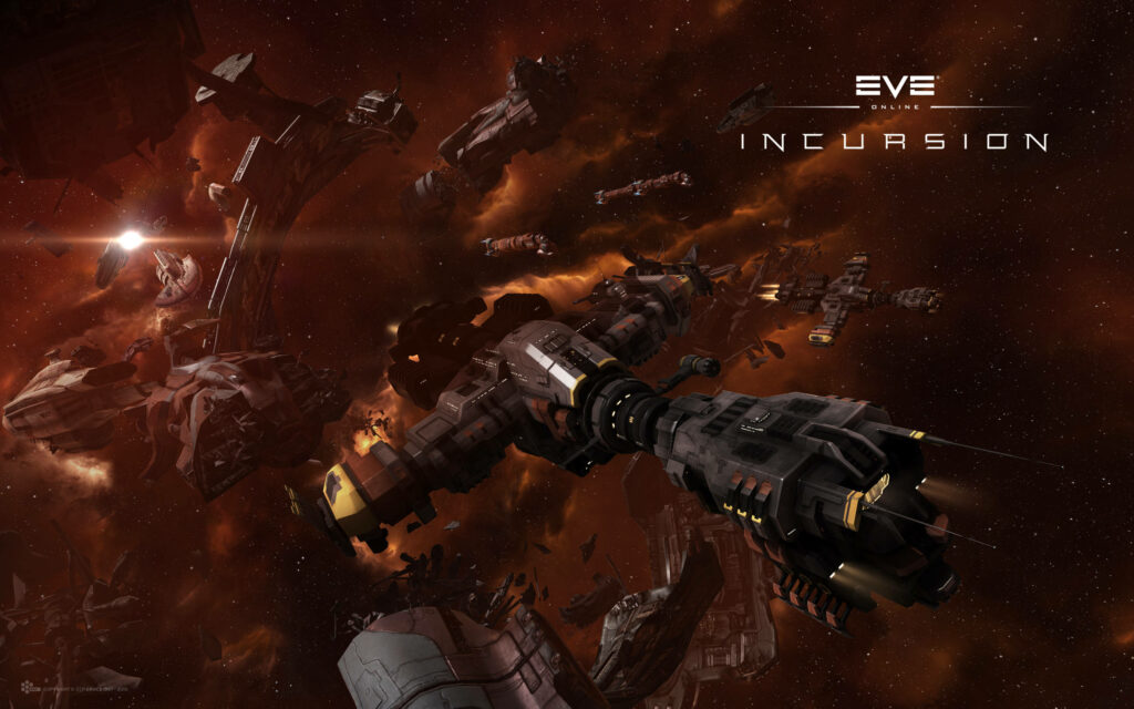 Epic Sci-Fi Space Battle Wallpaper from EVE Online: Incursion Expansion