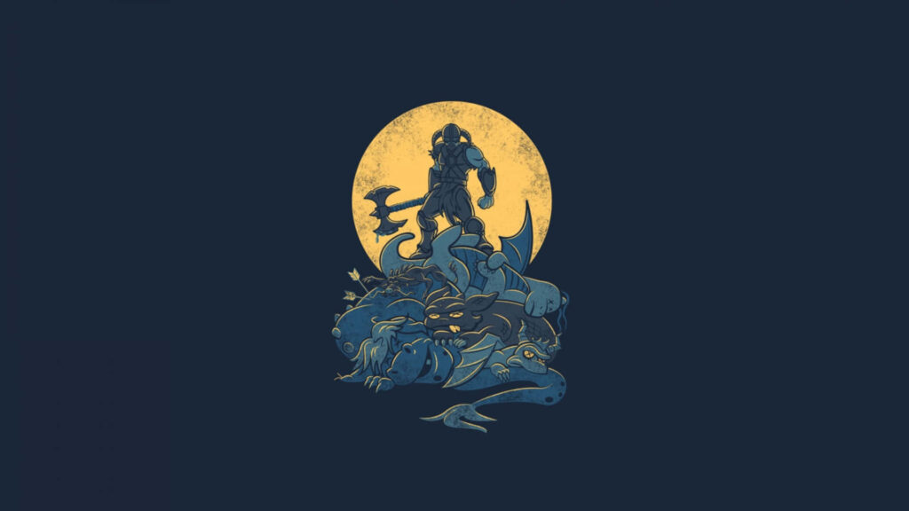 Heroic Figure Triumphs Over Creatures - Epic Gaming Wallpaper