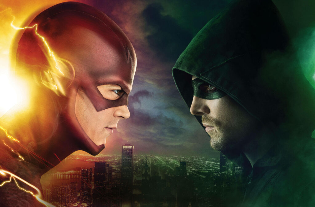 Green Arrow vs The Flash Wallpaper: Intense City Face-off