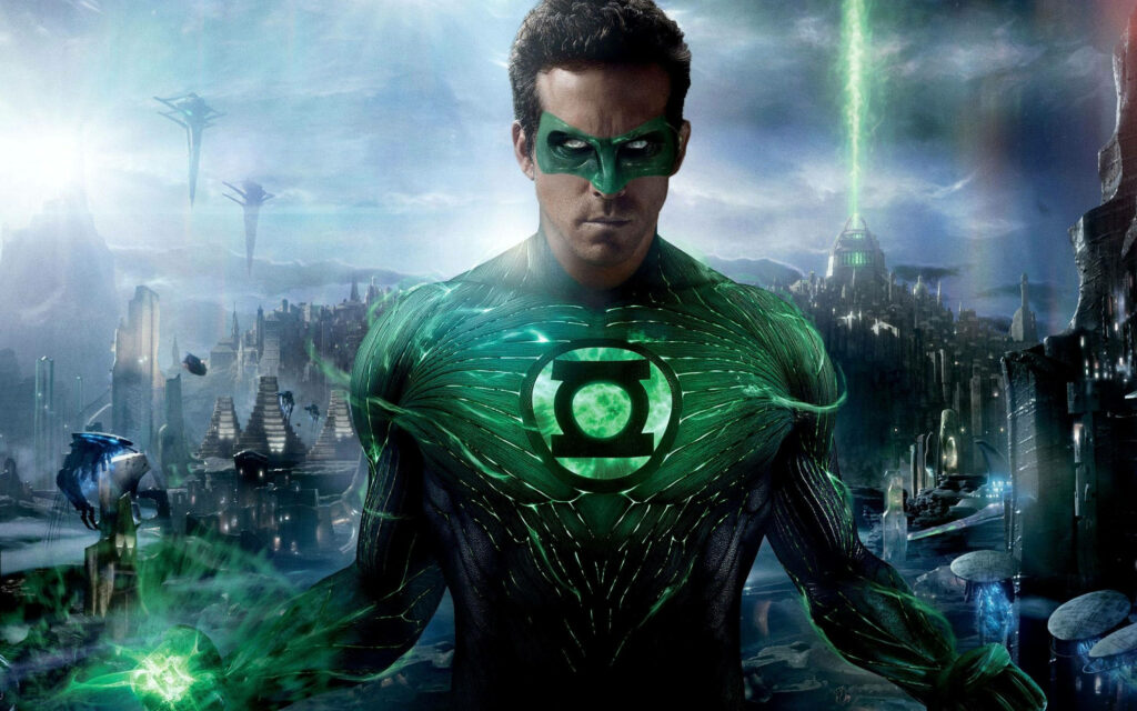 Green Lantern on Oa: Futuristic Cosmic Wallpaper Background