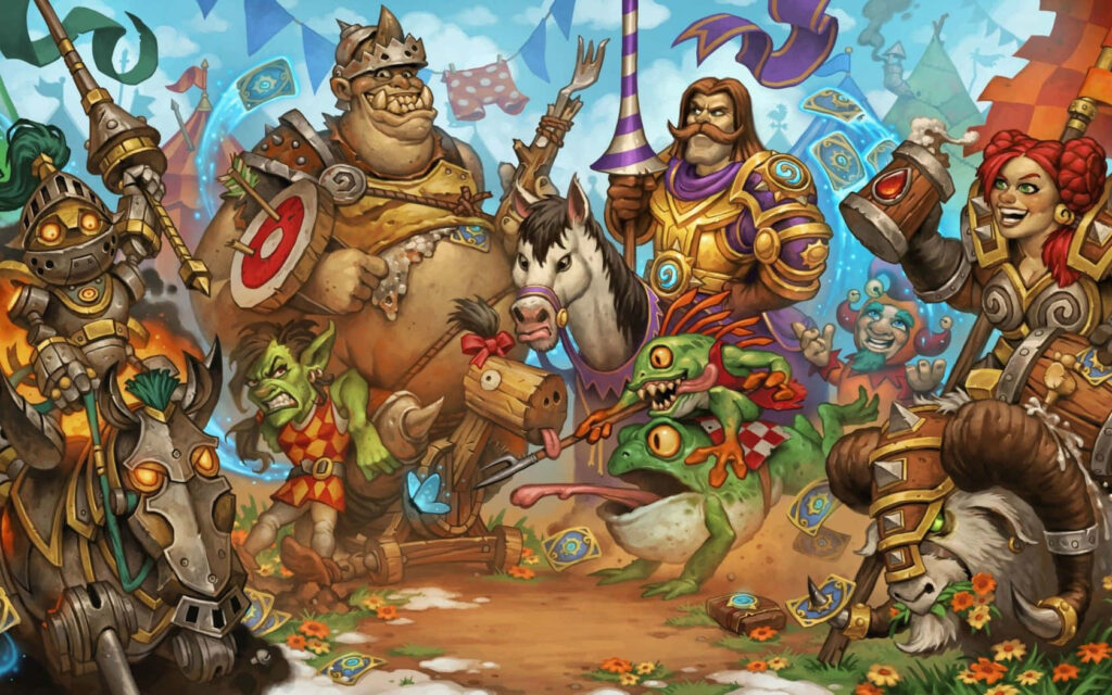 Epic Hearthstone Battle Scene: Vibrant Desktop Wallpaper Background