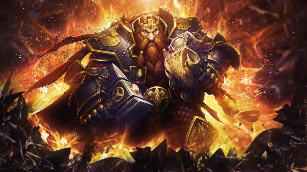 Epic Hearthstone Wallpaper: Magni Bronzebeard's Fiery Emergence