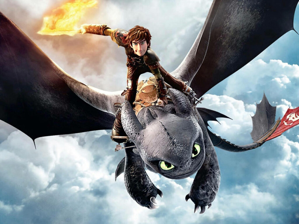 Epic Hiccup and Toothless Wallpaper: Soaring Through Cloudy Skies