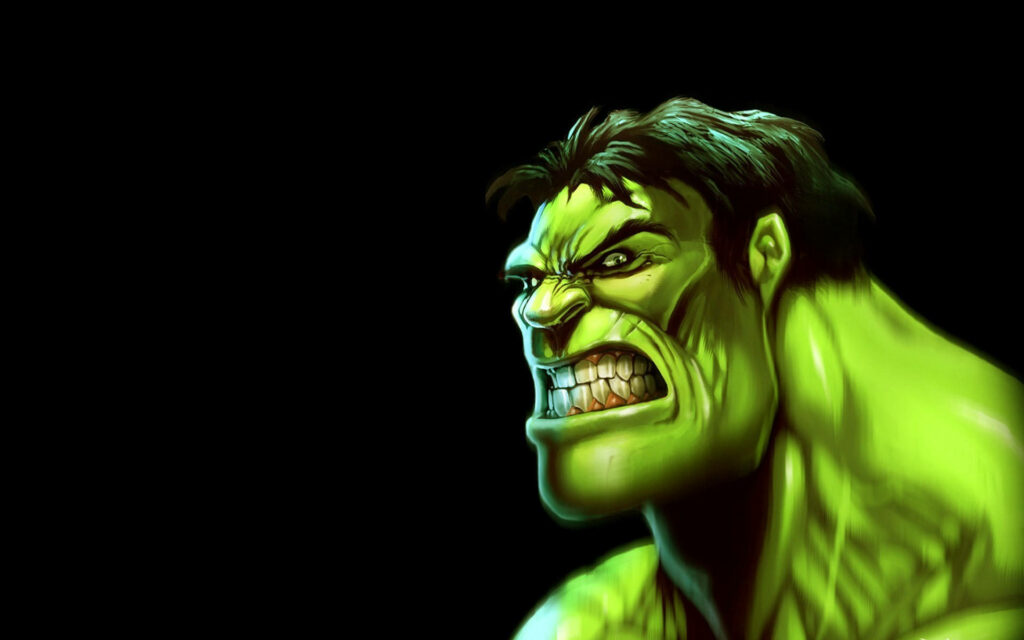 Intense Hulk Fan Art Wallpaper: Fierce Green Icon on Dark Background