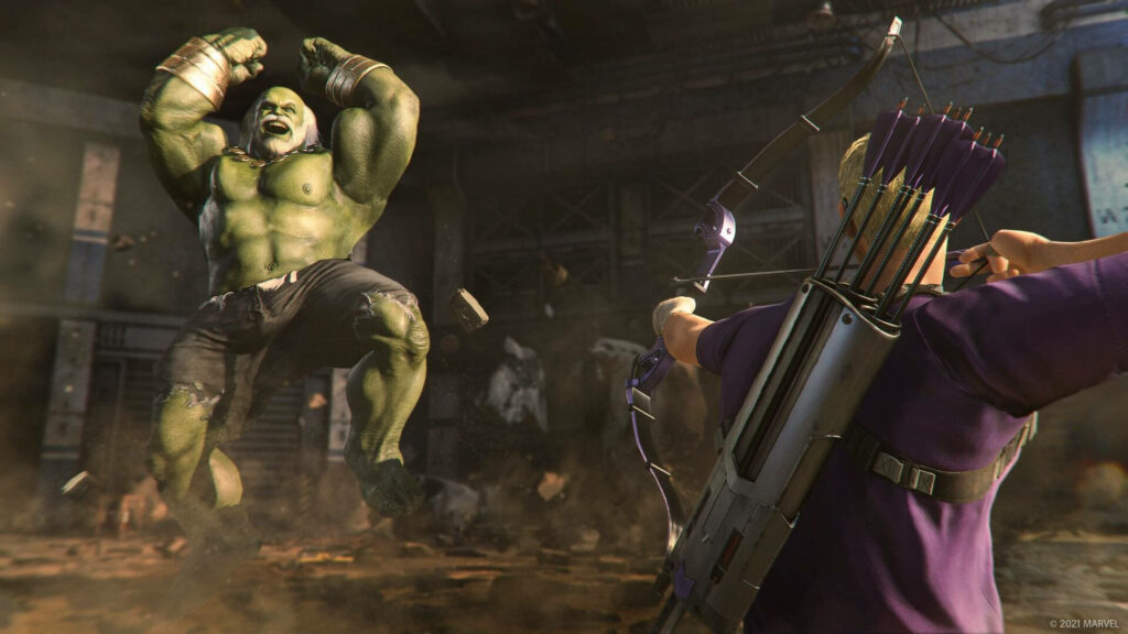 Dynamic Hulk vs. Hawkeye Face-Off Wallpaper Background