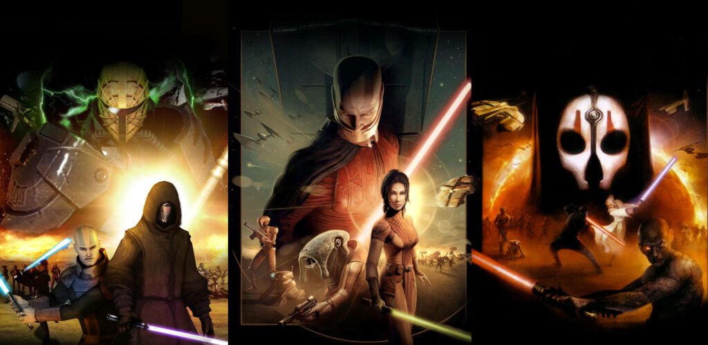 Epic KOTOR Wallpaper: Iconic Characters & Intense Sci-Fi Battles