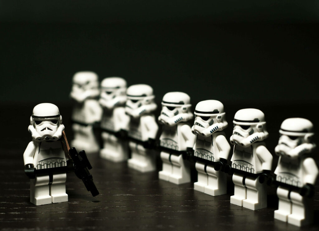 Lego Star Wars Stormtroopers Troop Wallpaper - Striking Background