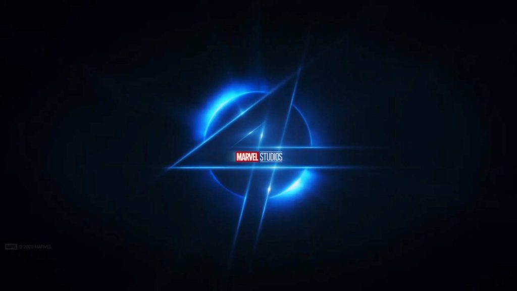 Epic Marvel Studios Fantastic Four logo glowing blue cinematic wallpaper background